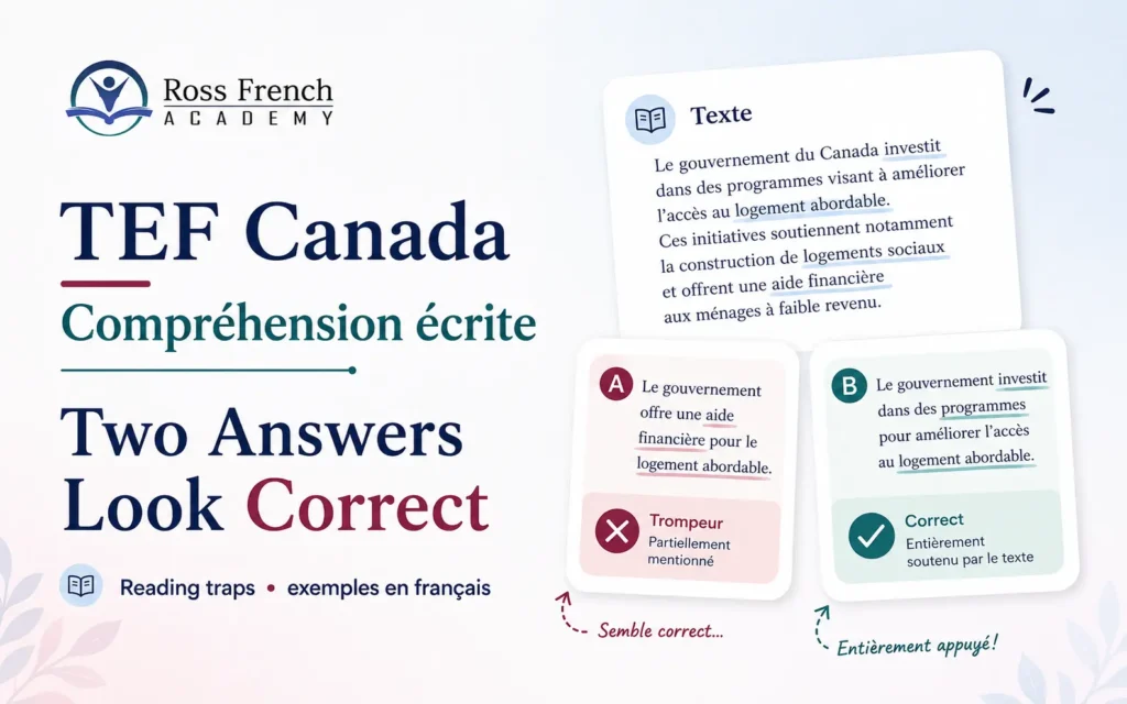 TEF Canada Compréhension écrite (Reading): Why Two Answers Seem Correct