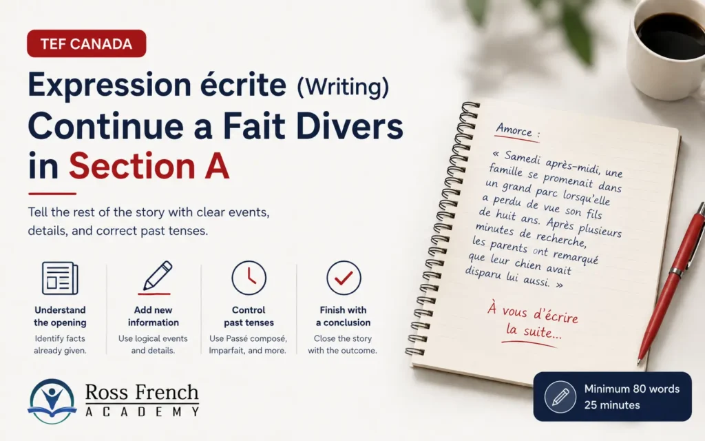 TEF Canada Expression écrite (Writing): Continue a Fait Divers in Section A