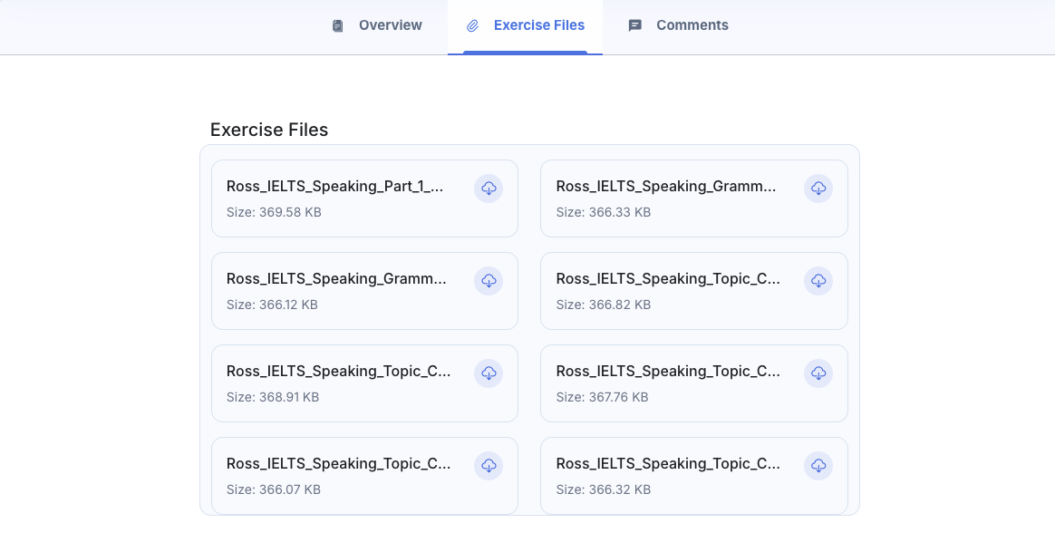 Downloadable IELTS Speaking course resources